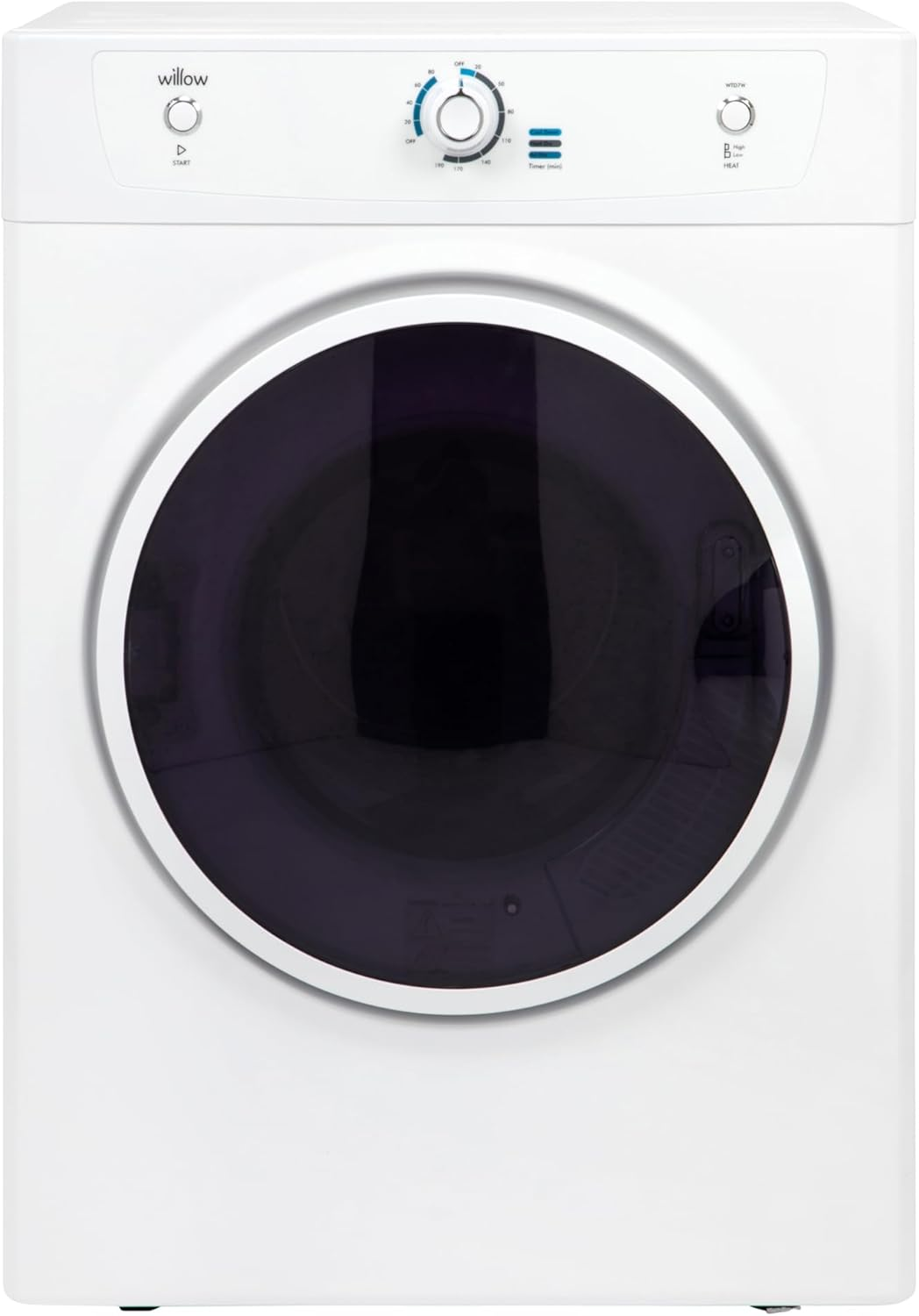 Willow Willow WTD7W 7kg Vented Dryer, Front Loading with Child Lock, 3 Temperatures, Mechanical Controls, Crease Guard, 2 Year Warranty - White