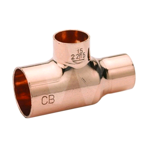 Copper Reducing Tee 22mm x 15mm x 15mm Endfeed 