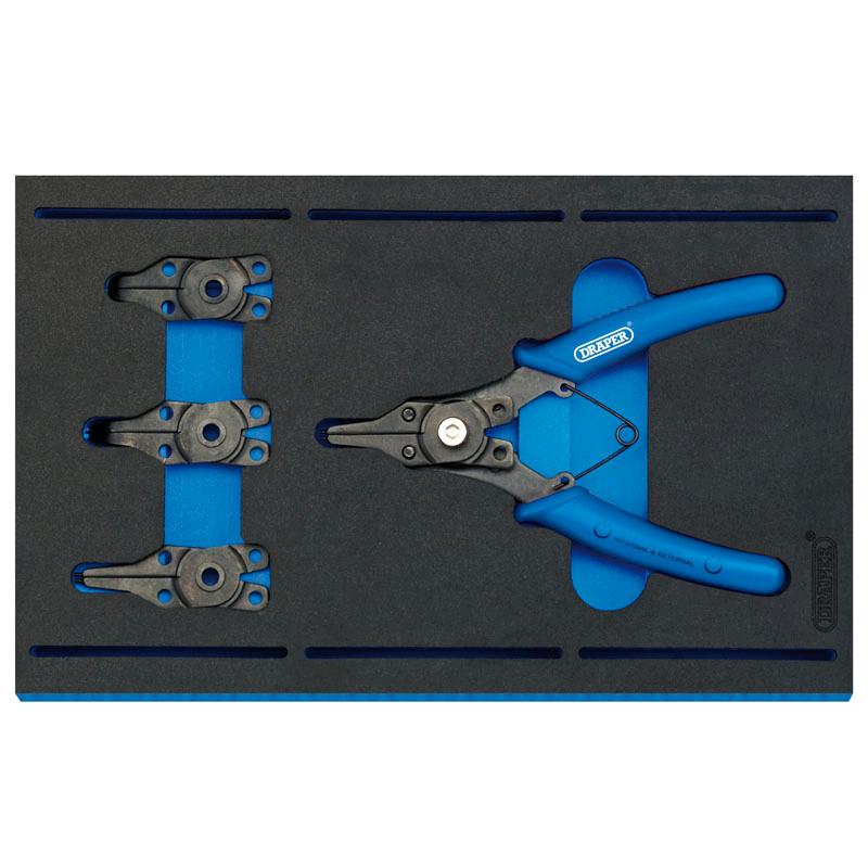 Draper Interchangeable Circlip Plier Set in 1/4 Drawer EVA Insert Tray (5 Piece) 