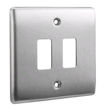 BG Nexus Metal Brushed Steel 2gang Grid Front Plate