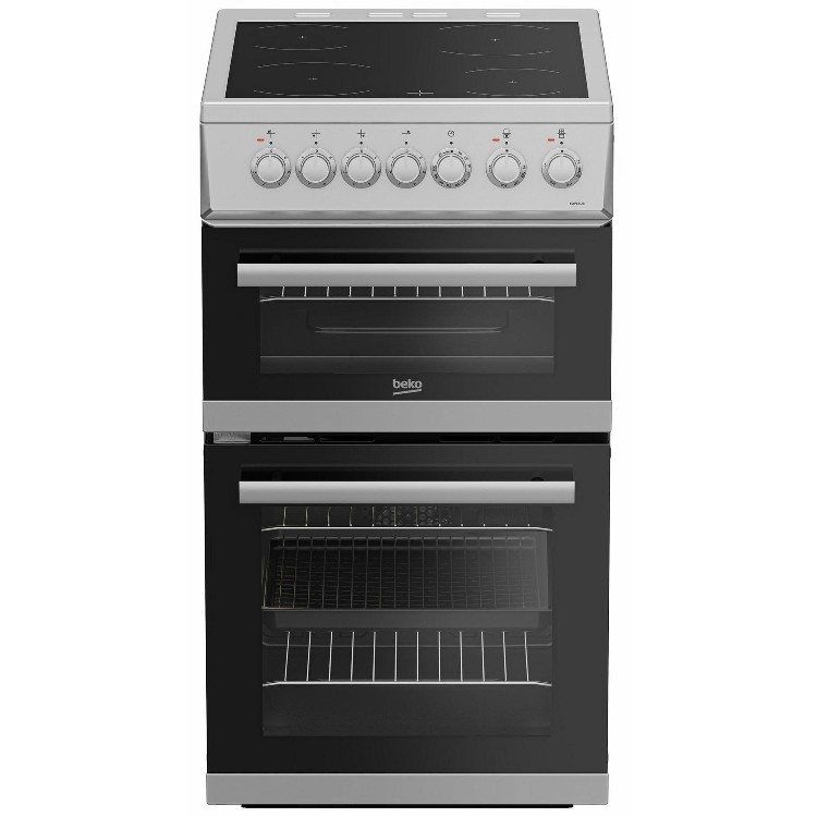 Beko EDVC503S 50cm Double Oven Electric Cooker with Ceramic Hob - Silver