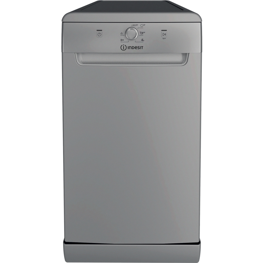 Indesit IN2FE10CS90SUK Slimline Dishwasher, 10 Place Settings, Silver, E Rated