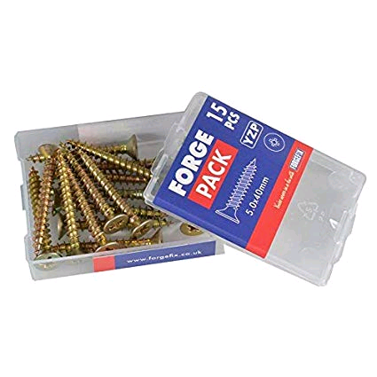 Forgefix M/P Screw 5 x 40mm (Pack of 15) Zinc Yellow Passivated 