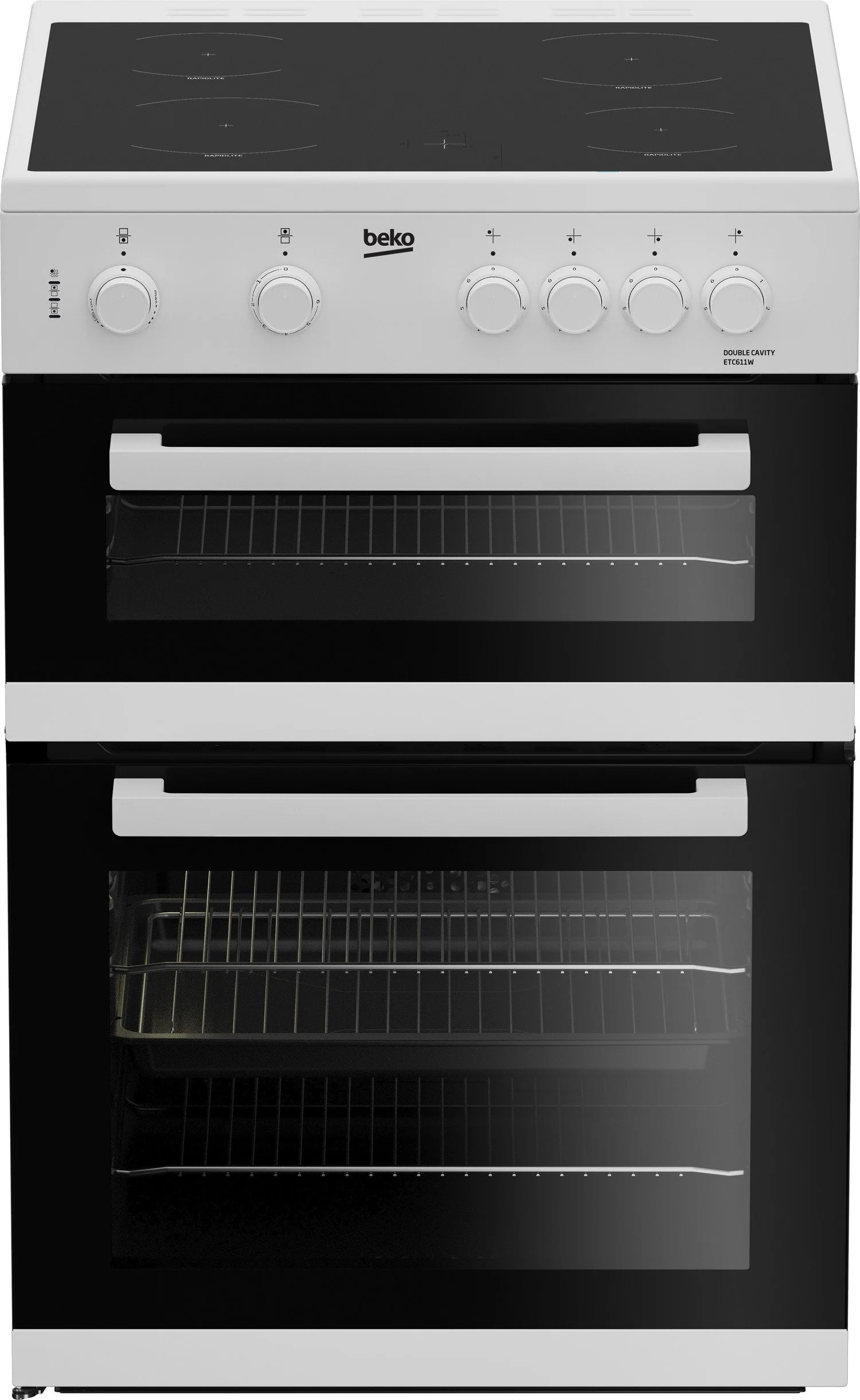 Beko ETC611W Twin Cavity & Ceramic Hob  Electric Cooker in White 60cm 