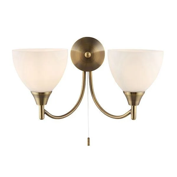 Endon Alton 2 Light Wall Lamp Antique Brass