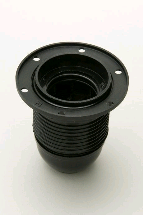 Jeani ES Black Plastic Lampholder 10mm Entry c/w Shade Ring