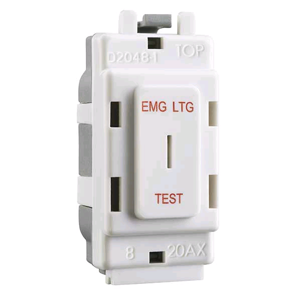 BG Grid DP Light Switch " EMG LTG TEST" White 