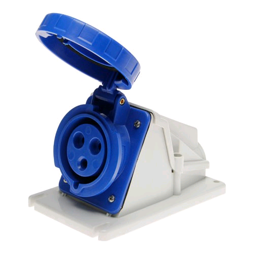 Gewiss 16a 240V 2P + E 90deg Wall Mounted Angled Socket IP67