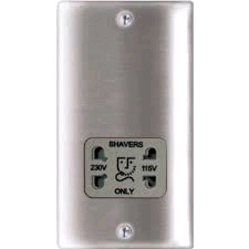 BG Dual Voltage Shaver Socket Brushed Steel Grey Insert 