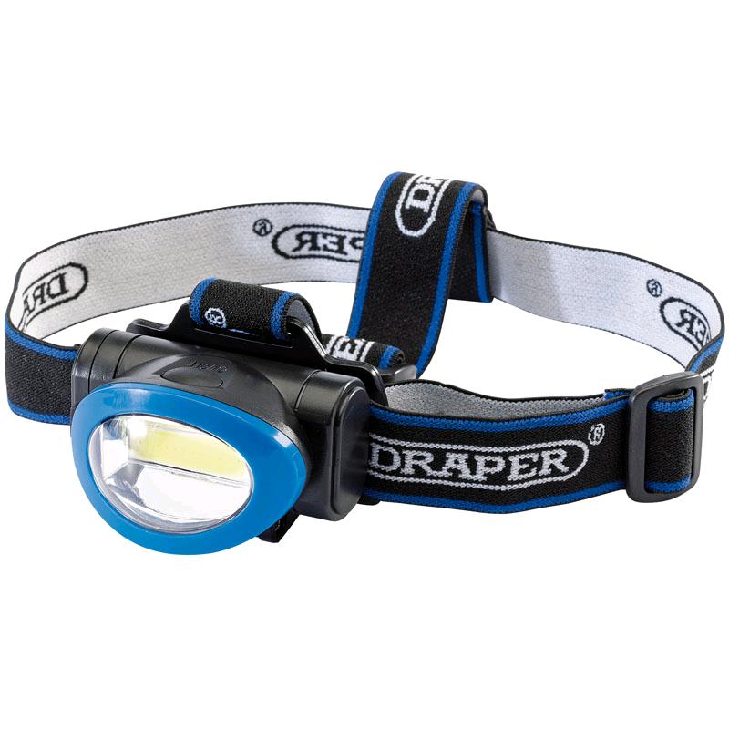 Draper COB 3w LED Head Lamp c/w 3 x AAA Batteries