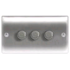BG Nexus 3Gang Dimmer Brushed Steel