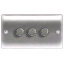 BG Nexus 3Gang Inteligent LED T/E Dimmer Brushed Steel 