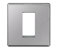 BG Euro Module 1Gang Flat Plate Cover Brushed Steel