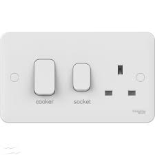 Schneider Lisse 45A DP Cooker Switch c/w Socket 