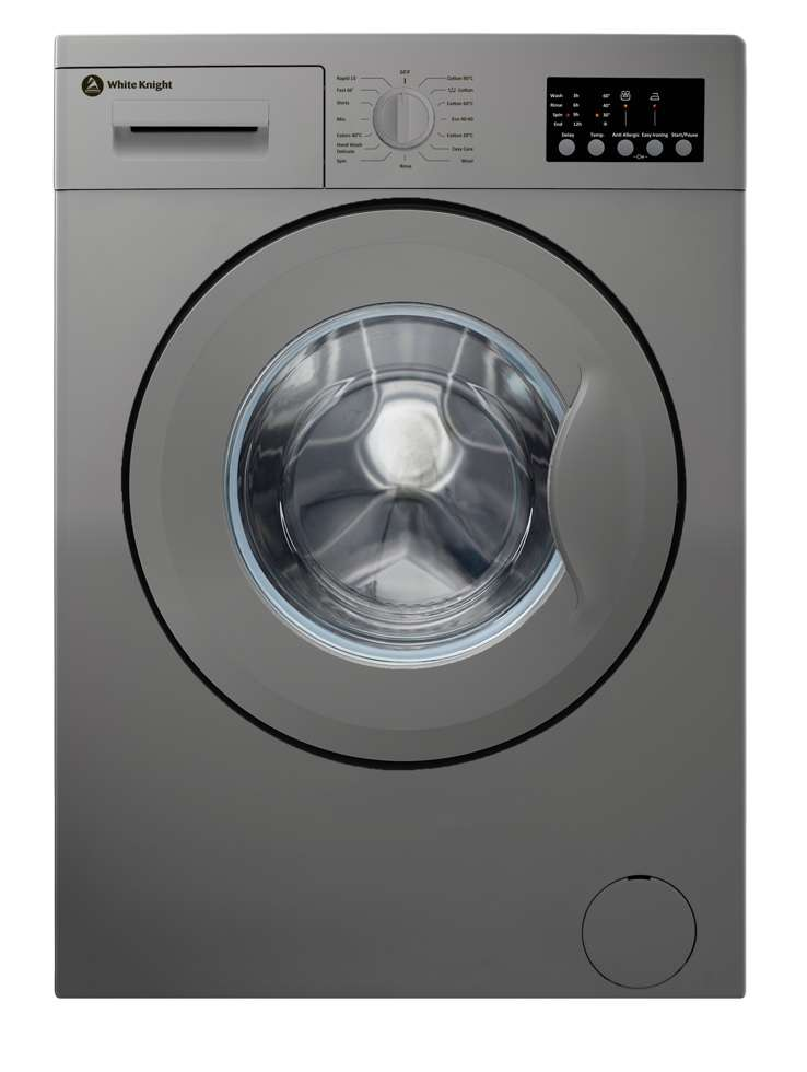 White Knight WM148S Washing Machine in Silver 1400rpm 8Kg D Rated