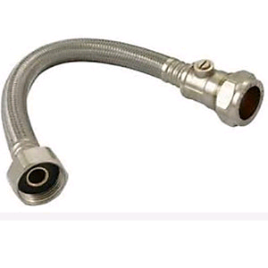 Flexibel Tap Hose c/w Isolating Valve 22mm x 3/4" 300mm Std Bore