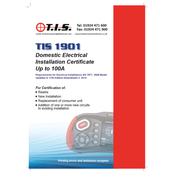TIS Domestic Installation Certificate Book 