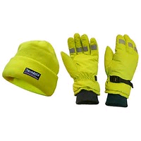 Scan Hi-Vis Yellow Beanie Hat & Gloves 