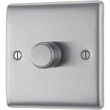 BG 1Gang 2way Intelligent LED T/E  Dimmer Brushed Steel 