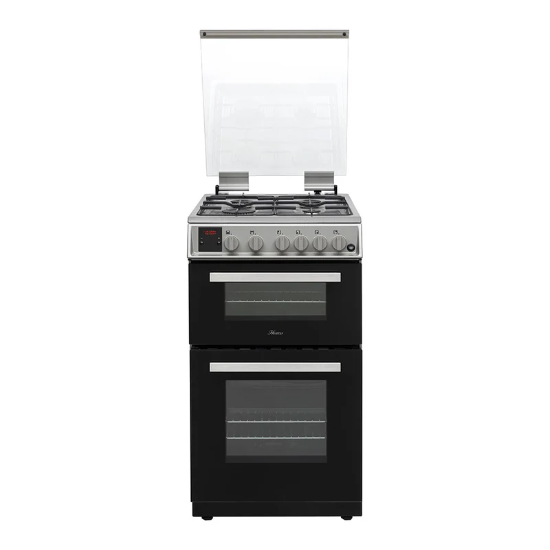 Hostess DOG50B 50cm Double Oven & Hob LPG Gas Cooker in Black c/w Glass Lid 