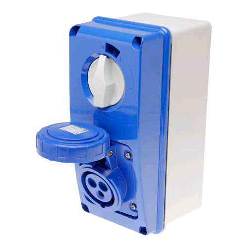 Gewiss 16a 240V 2P + E Vertical Interlocked Socket IP67
