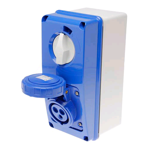 Gewiss 16a 240V 2P + E Vertical Interlocked Socket IP67 