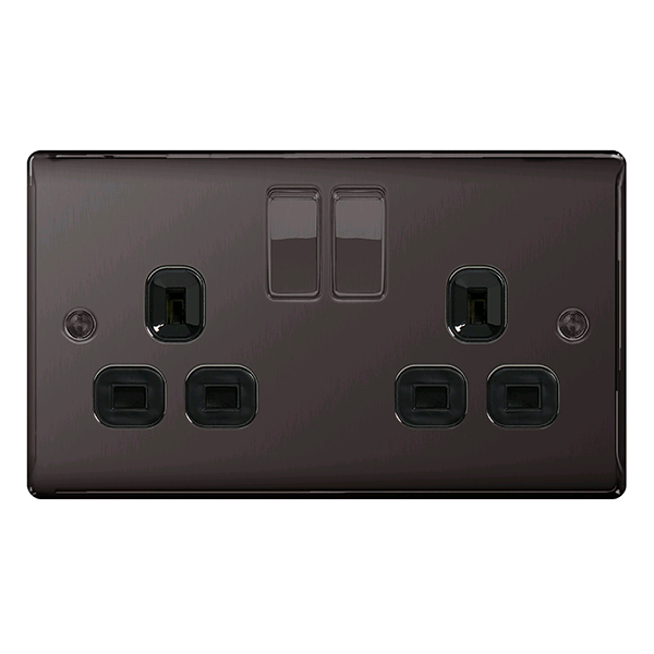 BG 2Gang 13a Socket Black Nickel