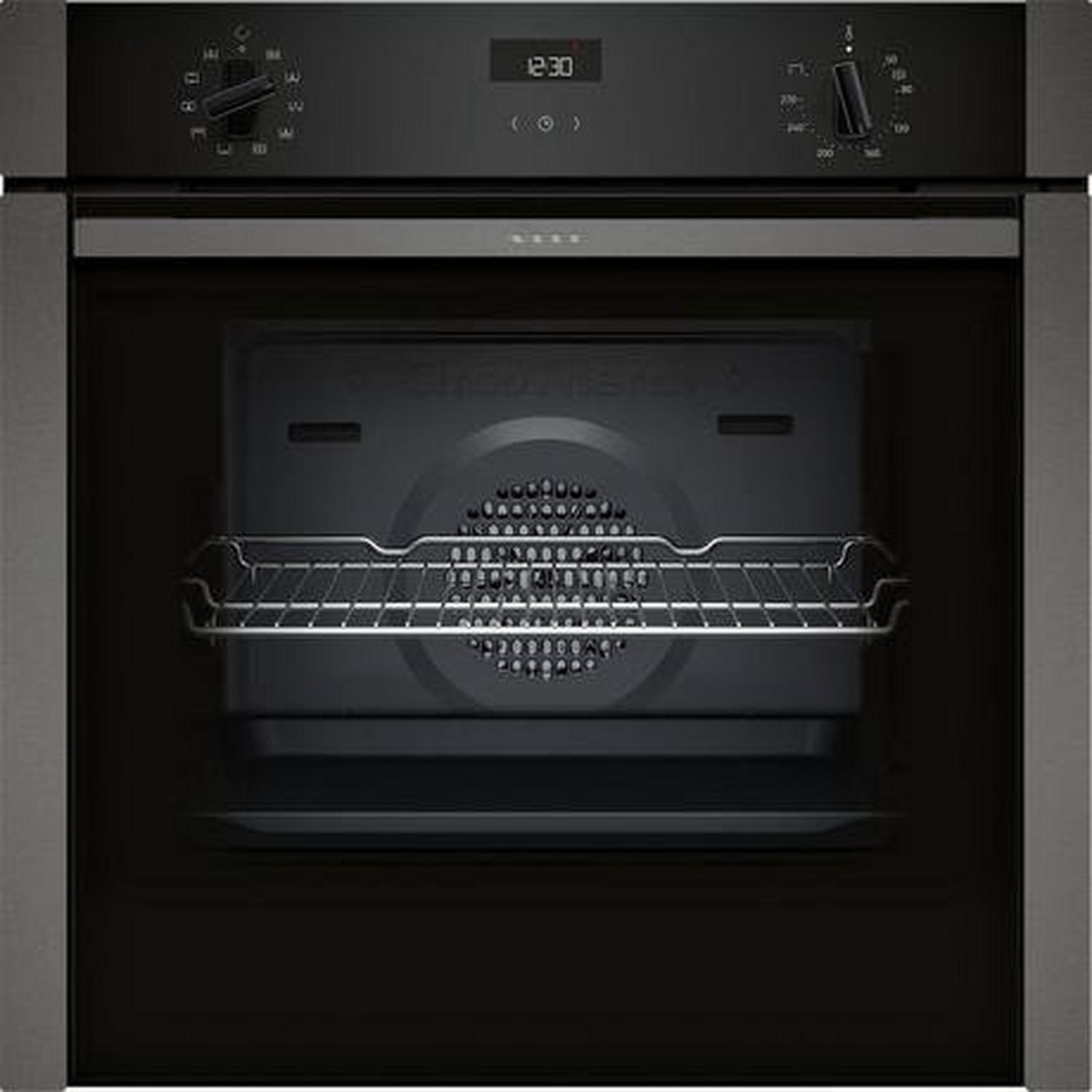 Neff B3ACE4HG0B Built-In Electric Single Oven 71ltr in Graphite c/w Slide & Hide Door