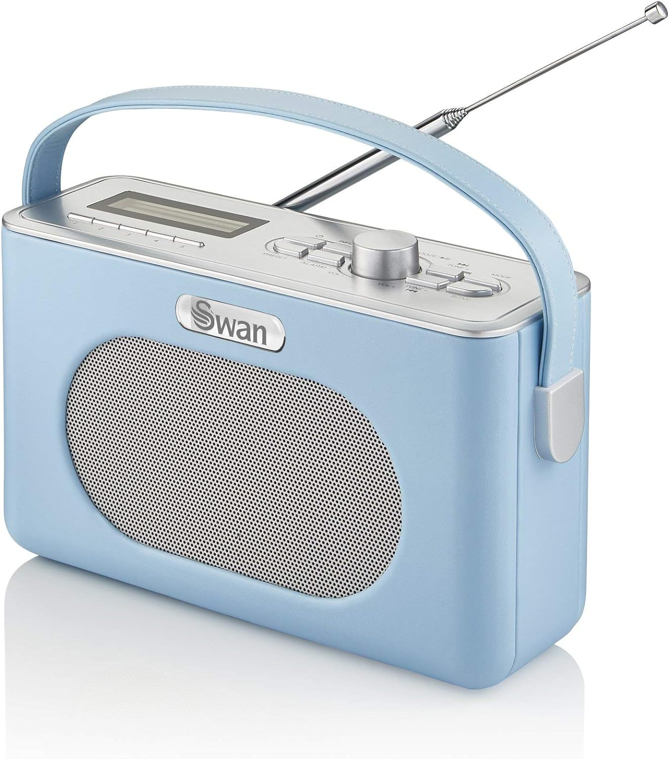 SWAN SRA4301010BLM Retro DAB Bluetooth Radio, LCD Display with Blue Backlight, 20 Pre Set Stations, Blue
