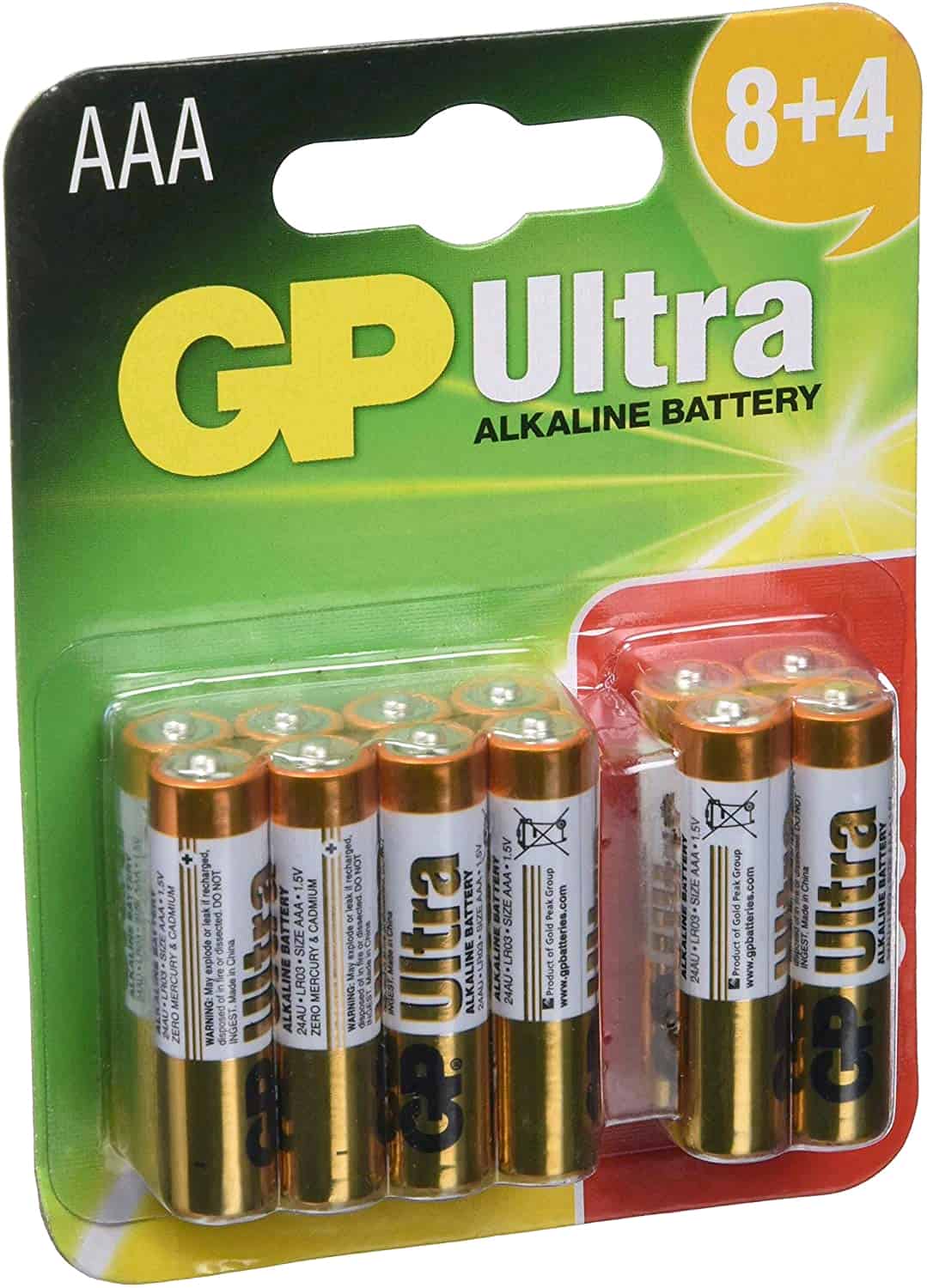 GP AAA Batteries Ultra Alkaline Pack of 12 