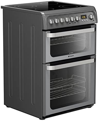 Hotpoint HUE61G Ultima Double Oven & Ceramic Hob Electric Cooker in Graphite 60cm