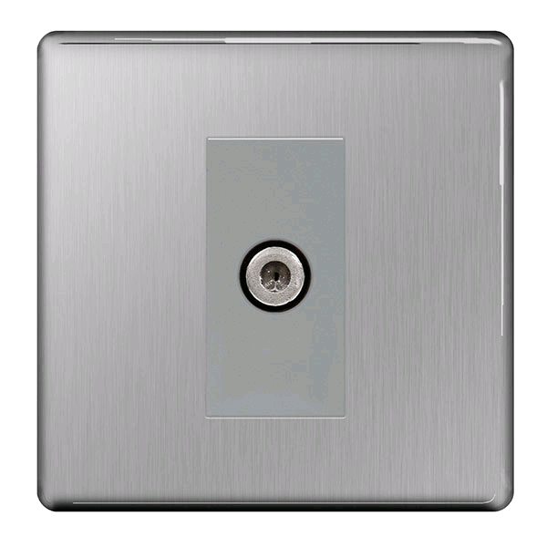 BG 1Gang Satellite Socket Screwless Flatplate Brushed Steel 