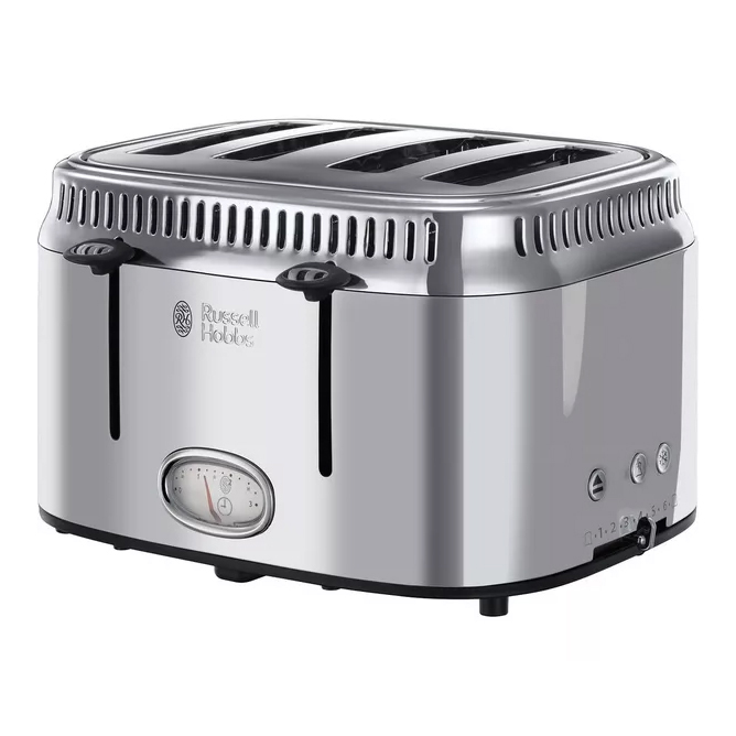 Russell Hobbs 21695 4 Slice Retro Toaster in Stainless Steel 2400W