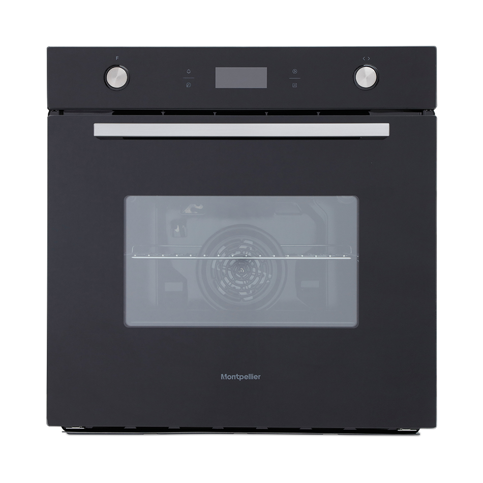 Montpellier SFOP94MFGG/SFO74B Siingle Oven 70 litre Multifunction with Programmable Timer and LED Display Black