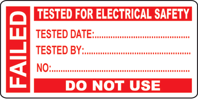 Industrial Signs Fail Test Label Small (Pack 50) 