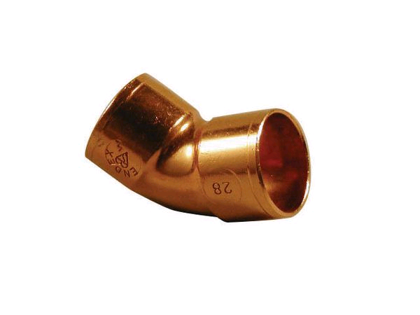 Copper 54mm 45° Obtuse Bend Endfeed