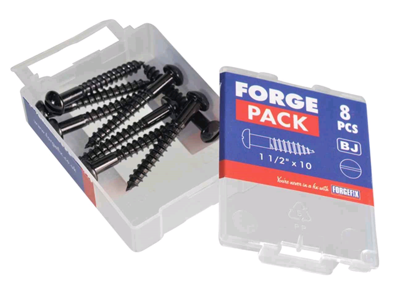 Forgefix 1 1/2" x 10 R/H Wood Screw (Pack of 8) Black Japanned 