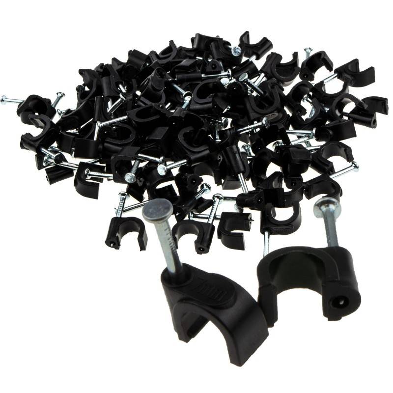 Pikapak Coax Clips Round Black 20pk