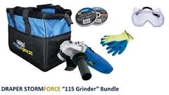 Draper 115mm Angle Grinder c/w  Bag,Goggles,Gloves & Discs 