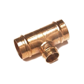 Copper Reducing Tee 28mm x 28mm x 22mm Solder Ring