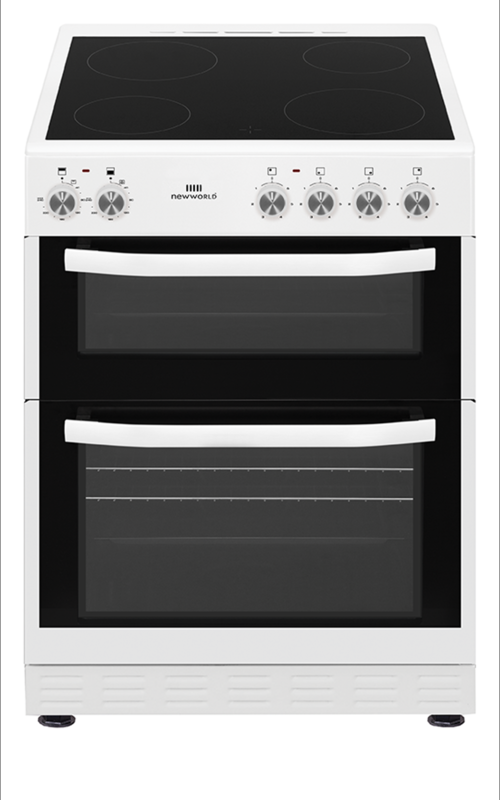 New World MWMID63CW Twin Cavity & Ceramic Hob Electric Cooker in White H900 W598 D610 