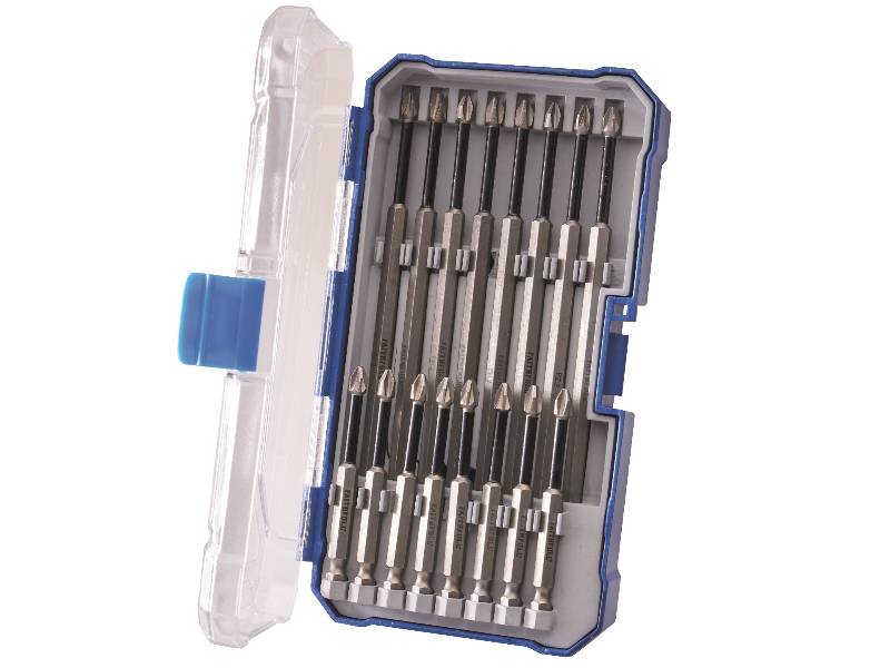 Faithfull Long Impact Screwdriver Bits Set 16 Piece PH1,2 & 3. PZ1, 2 & 3