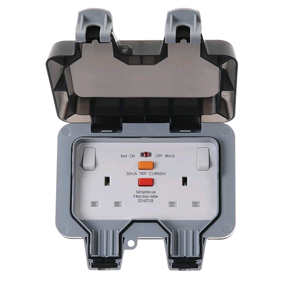 BG Weather Proof RCD Twin 13a Switched Socket (Latching) 