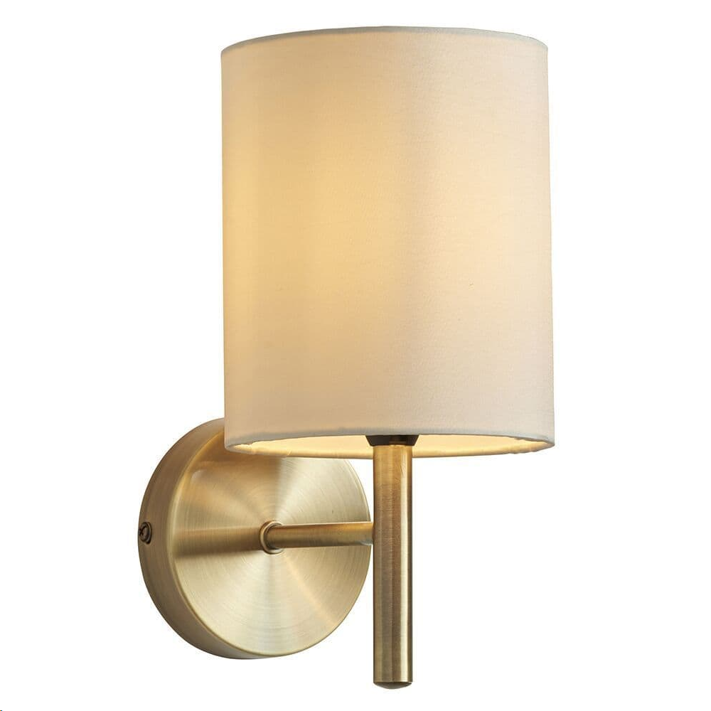 Endon Brio 1lt Wall Light & Cream Shade Antique Brass