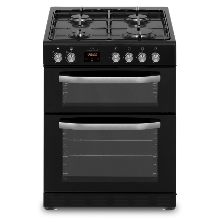 New World MWMID63GB Twin Cavity Gas Cooker Black H900 W598(600) D610 