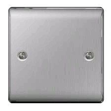 BG 1Gang Blank Plate Brushed Steel 