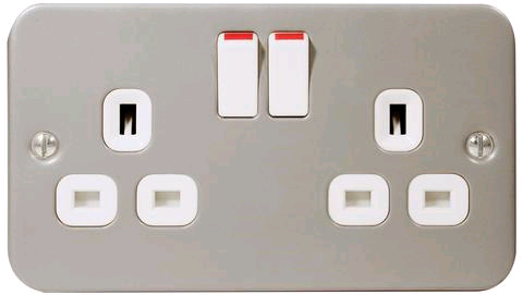 BG Metal Clad 2gang 13a Switched Socket 