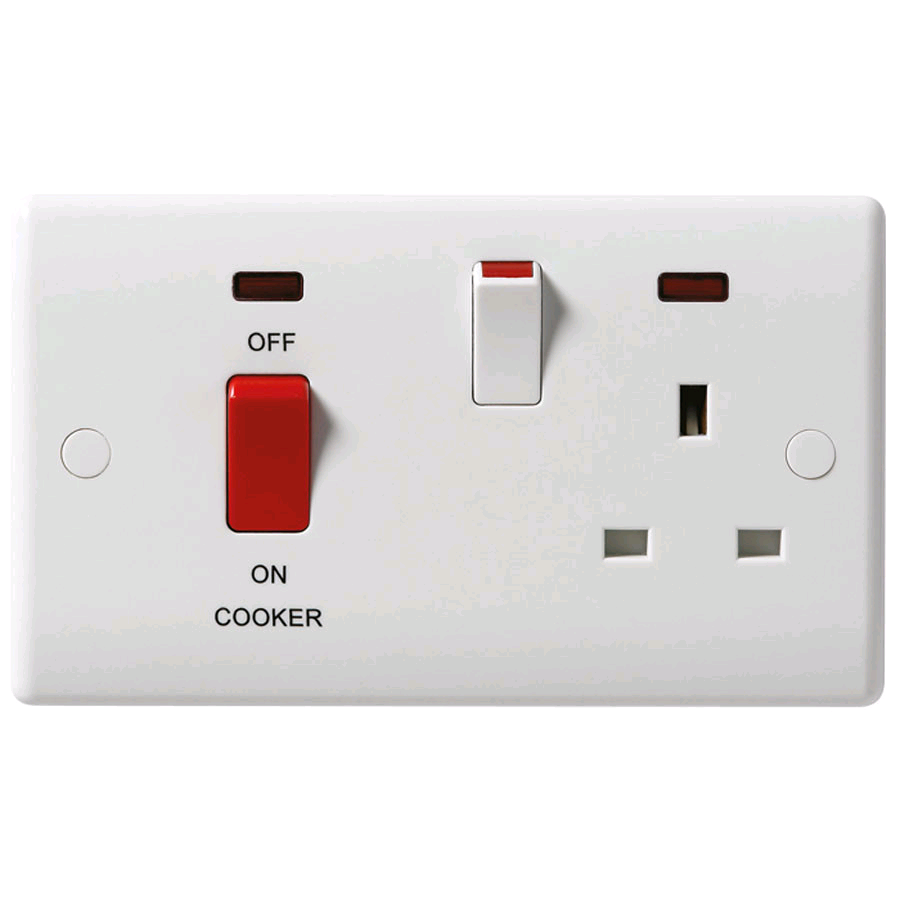 BG 45a DP Cooker Control Unit with 13a Socket and Neon 