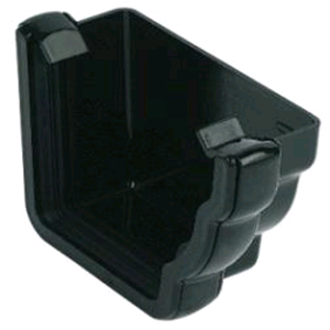 Floplast Niagara Square Gutter External R/H Stop End in Black 