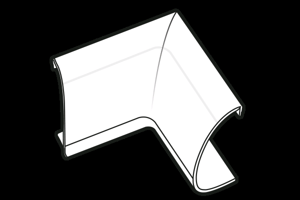 D-Line Clip-Over Flat/Internal Bend 1/4 Round 22 x White 
